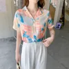 Mode kleurrijke print dames shirts casual losse tops dames blouses zomer zomerse mouw shirts blusas mujer 210702