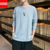 Stampa manica lunga TShirt Uomo Cotone Bianco T-shirt oversize Streetwear Fitness T-shirt Uomo AUTUNNO Hip Hop Casual TopsTees 5XL H1218