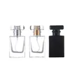2022 Nowy 30ml Czarny / Clear Square Glass Essential Oil Perfumy Butelki Mgła Pump Spray Butelka Płynna Synchewka