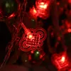 Linterna roja de 10M, linterna con nudo chino, Festival de Primavera, luces LED de cadena, Navidad, boda, funciona con pilas, decoración de Año Nuevo chino