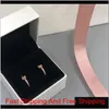 Moda rosa brincos de ouro luxo designer cz diamantes para 925 prata esterlina presente aniversário caixa original conjunto senhora brincos je ibm7767793