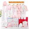 17 Sztuk Noworodek Baby Clothes Zima 100% Bawełna Niemowlę Kostium Baby Boy Girl Ubrania Zestaw Outfits Spodnie Odzież Kapelusz BIB 4 Y2