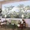 PO PO PO PO PO Customera Retro a mano pintada Tropical Rainforest Banana Coconut Tree Mural Comedor sala de estar Bedroomer Arte de pared 210722