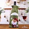 Coperchio della bottiglia di vino di Natale Babbo Natale Pupazzo di neve Con coulisse Sacchetti regalo Stoviglie Decorazione di Natale Capodanno PHJK2108