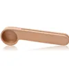 16cm 2 i 1 Träkaffe Scoop och Bag Clip Solid Beech Wood Measuring Spoon Coffee Bags Sealer Lämplig för markbönor