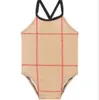 Sommer Kinder Baby Mädchen Ein Stück Schwimmen Anzug 2021 Plaid Print Mädchen Bademode Streifen Bikini Kinder Badeanzug Bademode