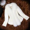 Women's Fur & Faux 2022 Winter White Oversized Jacket Women With Imitation Animal Hair Hood Raglan Sleeve Korean Clothing Elegant Ladies