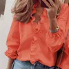 Jocoo Jolee Summer Floral Print Ruffles Blouse Office Lady Manches courtes Chemises à col en V Sexy Slim Tops Casual Blouse élégante 210308