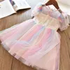 Liten Princess Party Dress For Girls Sequined Evening Gown Girls Födelsedag Klänning Kristall Fashion 3-8T Kids Casual Holiday Wear Q0716