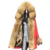 CXFS Long ajouter de la fourrure avant et des poignets détachables Parka veste d'hiver femmes capuche véritable raton laveur naturel épais vêtements d'extérieur chauds 211220