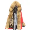 CXFS LANG Voeg voorbont en manchetten afneembaar Parka Winterjack Vrouwen Hood Echte Natuurlijke Wasbeer Dikke Warm Warme Bovenkleding 211220