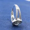 925 Sterling Silver Clear Stones Sparkling Double Halo Ring Fit Pandora Charm Jewelry Fidanzamento Wedding Lovers Anello di moda per le donne