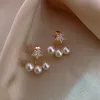 Simple et petit trois perles pendentif boucles d'oreilles mode dames bijoux pour femme fête de mariage filles étoile dorée boucle d'oreille