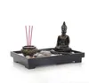 Fragrance Lamps Resin Buddha Statue Zen Meditation Peaceful Relax Decor Set Spiritual Garden Sand Tray Kit Incense Burner