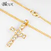 Pendant Necklaces BICUX Christian Stainless Steel Crystal Cross Men's Long Gold Silver Color Chain Fashion Necklace For Women Jewelry
