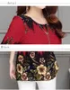 Femmes Tops Blouse Chemise Plus Taille 4XL Casual Bleu Rouge Vêtements pour femmes O-Cou Floral Print Tops féminins Blusas 993D 210308