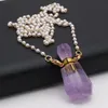 Hänghalsband Naturliga Amethysts parfymflaskhalsband Pärlkedjor Essential Oil Diffuser Agater för kvinnor Jewerly6119061