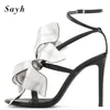 Sandales 2021 Femmes Mode Or Noir Pompes Épais Talons Hauts Peep-Toe Fleur Cheville Boucle Parti Chaussures De Bal Taille Plus