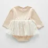 Automne bébé fille à manches longues princesse robe body fleur tulle jupe ramper vêtements bébé 210702