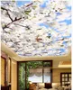 Soffitti personalizzati Peach Blossom Blue Sky Sky Soffitto 3D Murales sfondi gratuiti per soggiorno