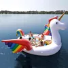 8-9 Person Inflatable Giant Pink Flamingo Pool Float Large Lake Float Inflatable Unicorn Peacock Float Island Water Toys swim Fun Raft