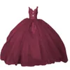 2022 Simple Rouge Quinceanera Robes Spaghetti Applique Bretelles Col En V Dentelle Cristaux Corset Dos Doux 16 Robe De Bal Robes De Bal Puffy