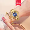 MISSFOX Magnetic Luxury Brand Waterproof Diamond Women es Hollow Blue Quartz Elegant Gold Ladies Wrist Watch