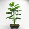 50cm 18Fork大型人工植物プラスチックカメの木の葉の植物屋内装飾715 K2のための偽のモンステラの枝熱帯の緑の植物