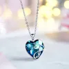 Pendant Necklaces Mikiwuu Eternal Love Silver Color Necklace For Women Fashion Blue Pruple Crystal Rhinestone Heart Jewelry Gifts