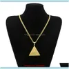 Ciondoli Gioielli Color oro Piramide egiziana Collane con ciondolo affascinanti Gioielli Illuminati vintage in acciaio inossidabile con catena per le donne Me