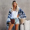 Damenbadebekleidung Blau Bohemian Tie Dye Gestreifte Bikini-Vertuschungen Lange Tunika Sexy Kimono-Kleid Frauen Plus Size Strandkleidung Badeanzug-Vertuschung Q