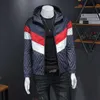 New Arrival Mężczyźni Kurtka Moda Casual Mens Jacket Litter Stripe Print Kurtka Mężczyźni Baseball Collar X0621