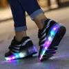 Sapatilhas Sapatos de rolos com duas rodas de rodas LED sapatos crianças meninas meninas crianças meninos iluminam luz luminosa iluminada 210907