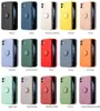 Silicone liquide avec anneau de béquille étui pour iPhone 12 11 pro max XS XR X 6 7 8 Plus mince couverture de support de protection complète du corps