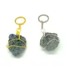 Porte-clés en pierre volcanique noire naturelle irrégulière, fait à la main, pour femmes et hommes, bijoux de décoration à la mode
