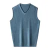 Men's Vests Mens Brand Knit Tank Jumpers Thick Autumn Winter V Neck Casual Vintage Basic Sweater Pullover Sleeveless 26.3% Wool A08202137