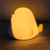 Cartoon Cute Time Bird Light Alarm Clock Silicone Touch USB LED Night For Children Baby Kids Gift Bedside Lamp 210310