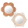 Mirrors Rattan Round Makeup Mirror Innovative Wall Hanging Hand-woven Home Living Room Bedroom Decoration