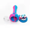 Hot Selling Silicone Pipes V För Vendetta Anonym Guy Fawkes Tobacco Handsked Pyrex Färgglada Glasrör Hookahs