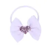 Baby Girls Nylon Headbands Heart Bow Hårband Solid Color Kids Toddler Alla hjärtans dag Elastiska Sequin Bowknot Headband Wkha33