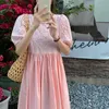 Korean Stylish Patchwork Alle Match Girls Color-Hit-Prinzessin Femme Design Prom Chic Long Dress Vestidos 210525