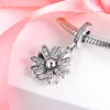 Véritable 925 Sterling Silver Sparkling Daisy Flower Dangle Charm Perles Fit Original Pandora Charms Bracelet Pendentif Collier Bijoux Q0531