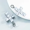 Crystal Cross Dangle Earrings Vintage Sparkly Diamond Beaded Statement Earring Girl Party Jewelry