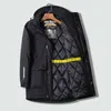 メンズウィンタージャケットフード付き大型8xL暖かいコートミッドロングウインドブレーカー男性秋の厚い綿パッドサーマルパーカー男性211129