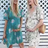 フラワープリント妊娠ドレス夏の女性の母親レースマテネティティドレス半袖看護妊娠中のパジャマの花居心地の良いQ0713