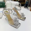fashion High heeled sandals 100% Leather summer Women Fine heel Heels shoe sexy Pearl Satin Womens Shoes cloth lady Diamonds bow shoes Large size 34-41-42 With box
