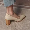 2021 neue High Heels Frauen Pumpen Natürliche Echte Leder Starke Absatz Handschuh Schuhe Echt Leder Runde Kappe Büro Dame Schuhe