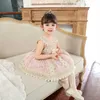 2Pcs Vintage Spain Girls Lace Princess Dress Lolita Turkey Ball Gown Sleeveless Kids Frock Blouse Set Baby Birthday Party Dress Q0716