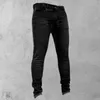 Jeans da uomo 2022 Pantaloni da uomo Vita alta Cerniera Stretch Multi tasche Uomo Denim nero Vita media Elastico Skinny Streetwear