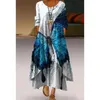 Sukienki swobodne sukienki 3D nadruk motyl dragonfly elegancki damski damski moda z długim rękawem